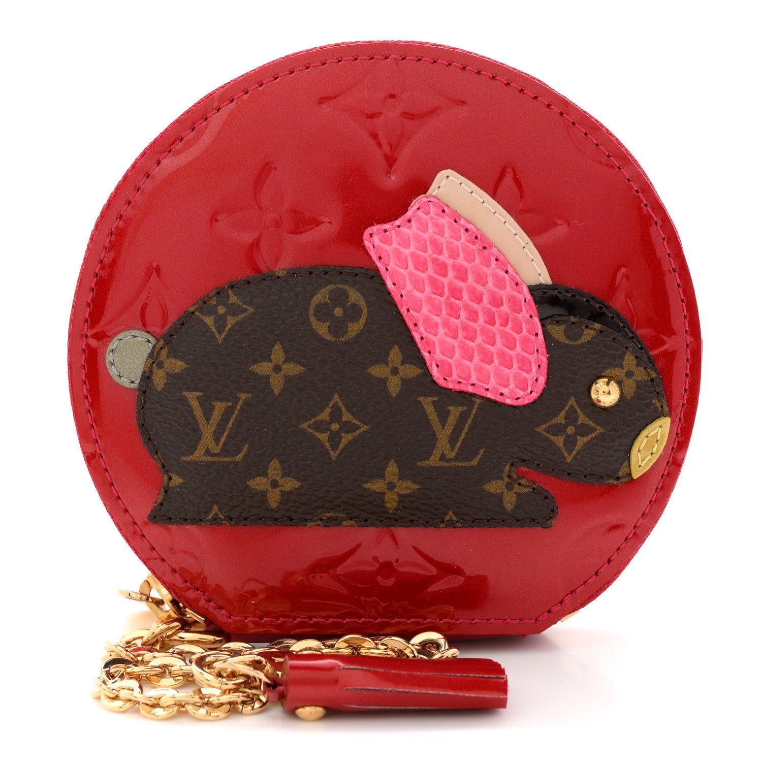 Louis Vuitton Vernis Animania Lapin Bunny Round Coin Purse Pomme D'Amour
