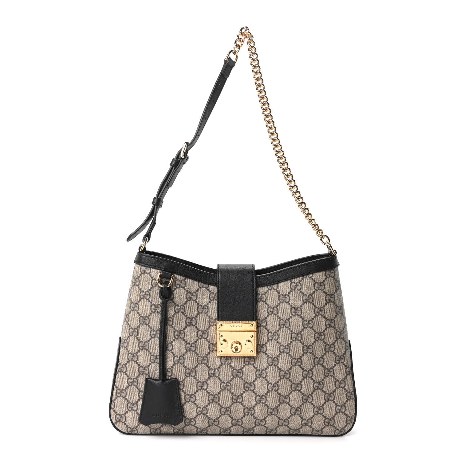 Gucci GG Supreme Monogram Medium Padlock Shoulder Bag Black