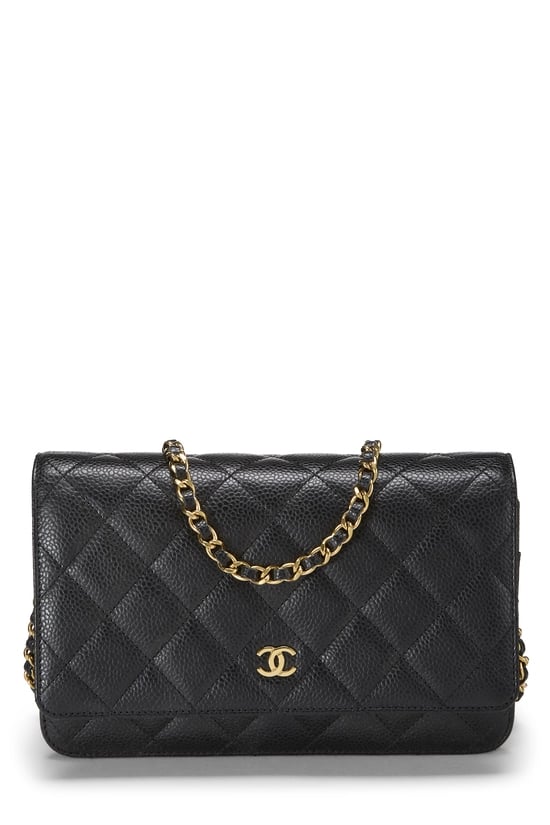 Black Caviar Classic Quilted Wallet On Chain (WOC)