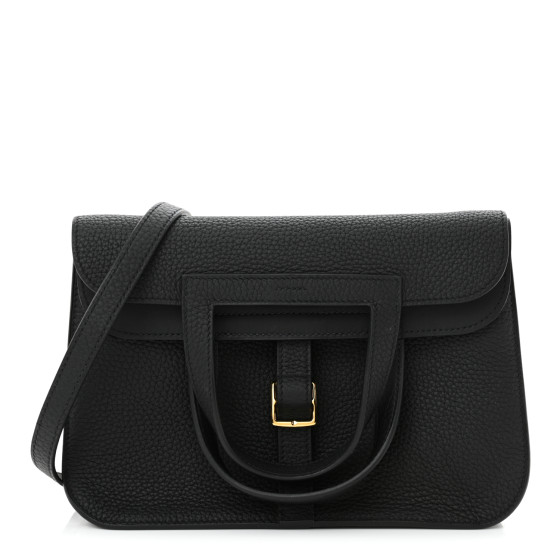 Hermes Taurillon Clemence Halzan 25 Black