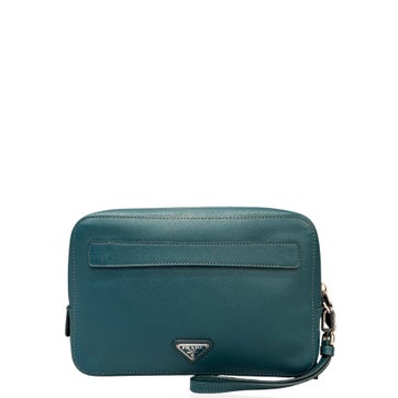Vitello Leather Clutch Green