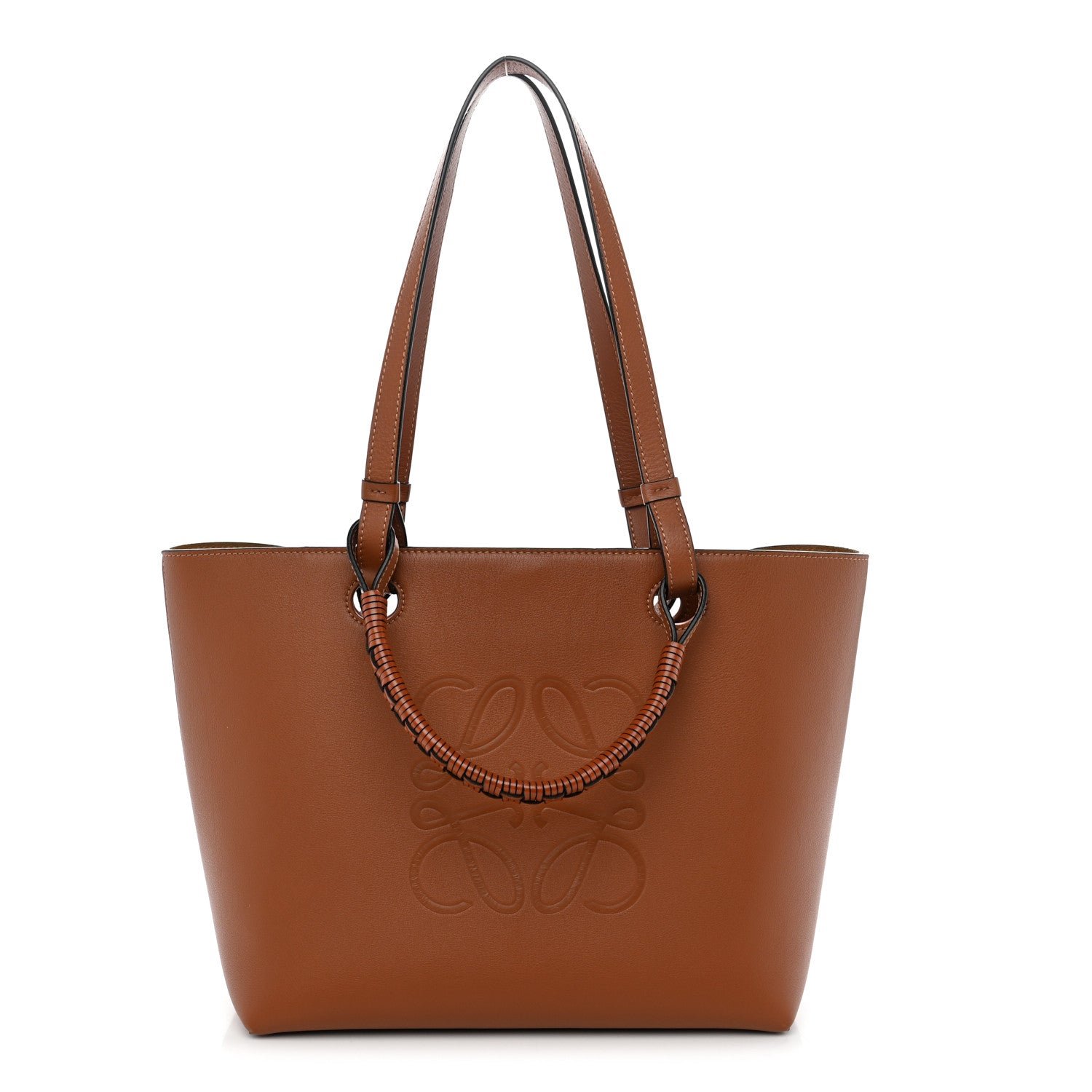 Loewe Loewe Smooth Calfskin Small Anagram Tote Tan
