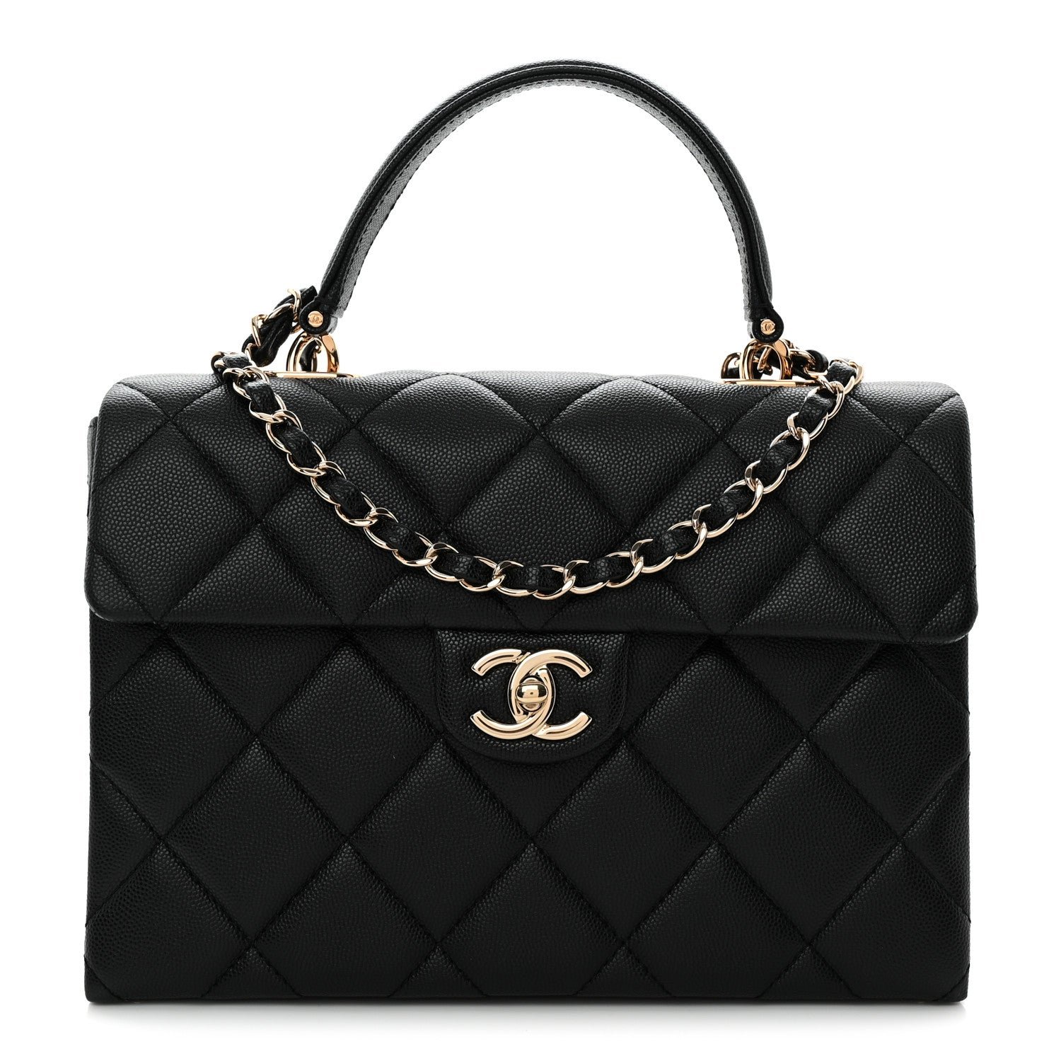 Chanel Caviar Quilted Medium Retro Twist Top Handle Flap Black