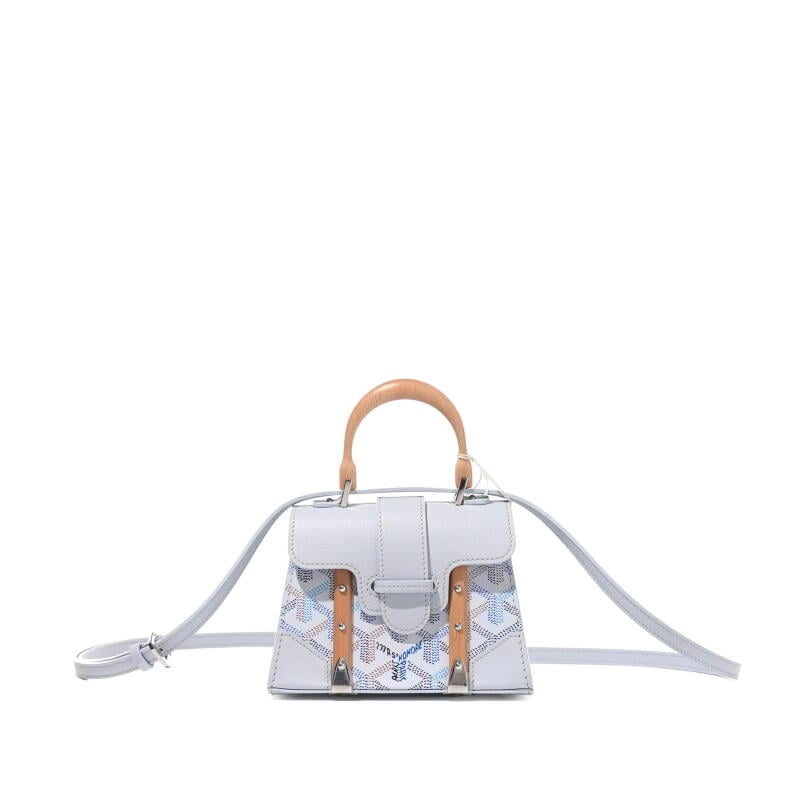 Goyard White Goyardine Canvas and Chevroches Calfskin Saïgon Nano Bag