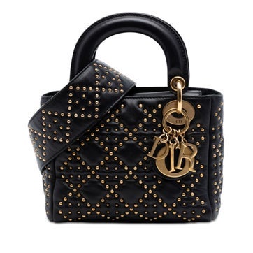 Lambskin Mini Lambskin Cannage Studded Supple Lady Dior
