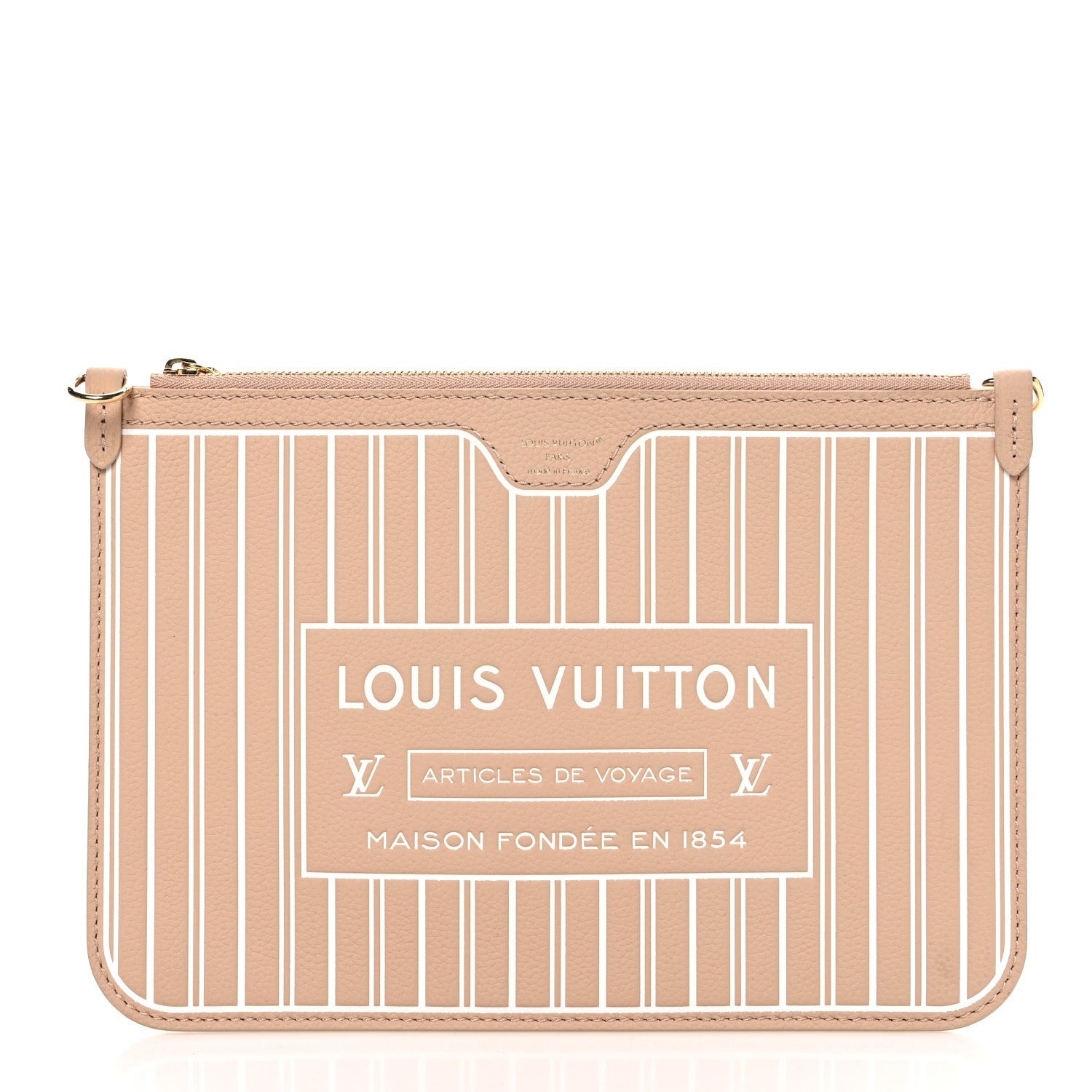 Louis Vuitton Calfskin Neverfull Inside Out MM Pochette Dune Hazelnut