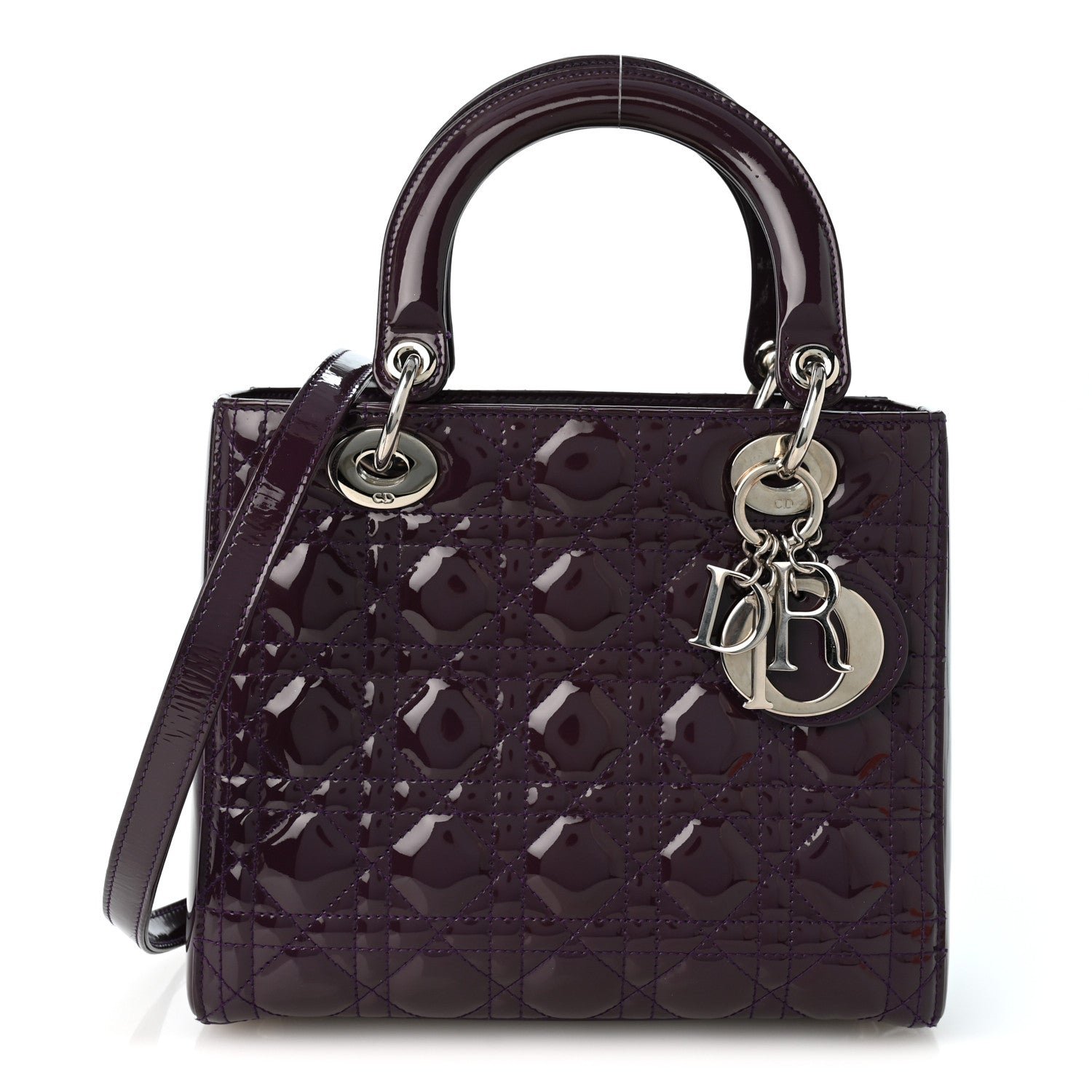 Christian Dior Patent Cannage Medium Lady Dior Purple