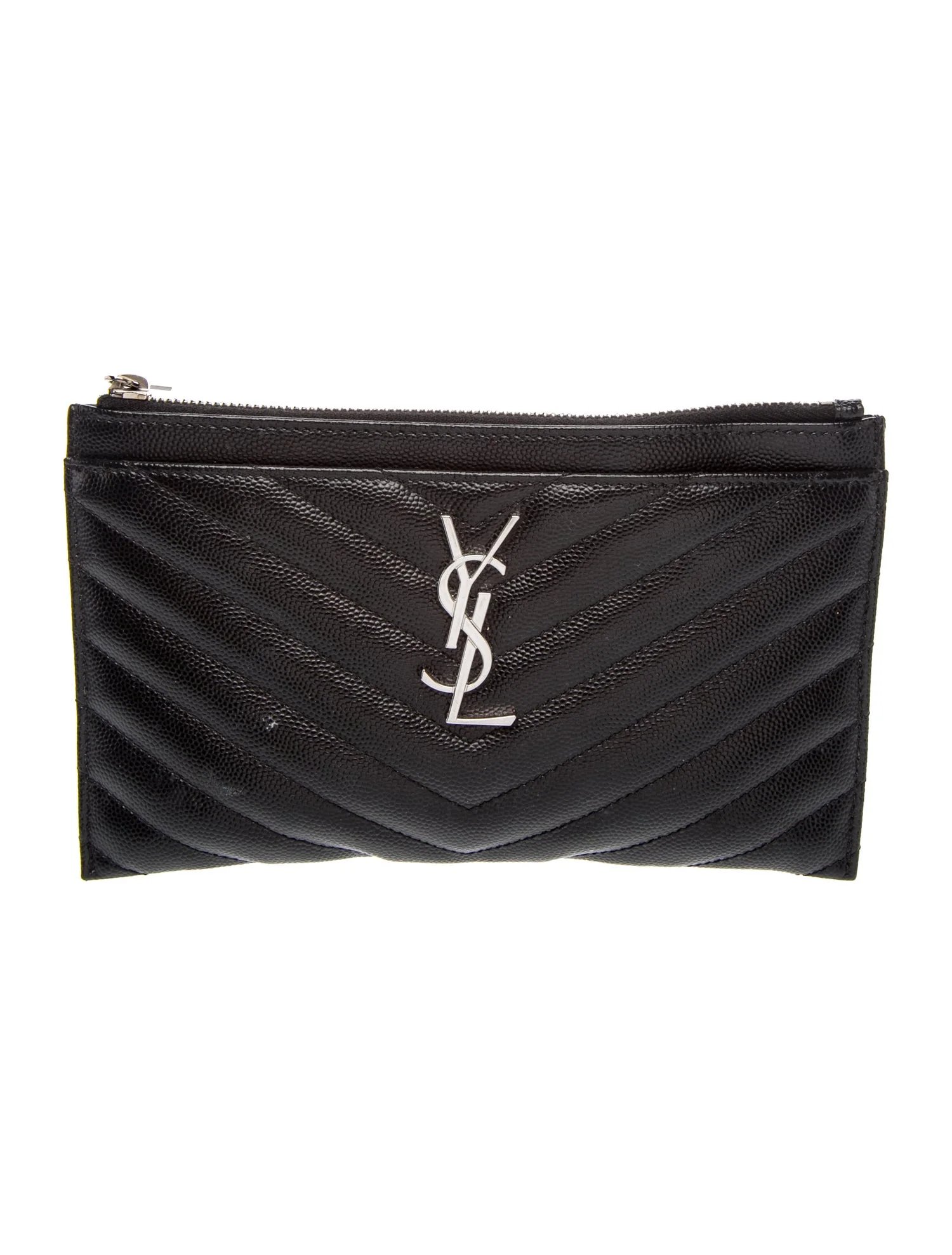 Leather Grain de Poudre Chevron Monogram Bill Pouch