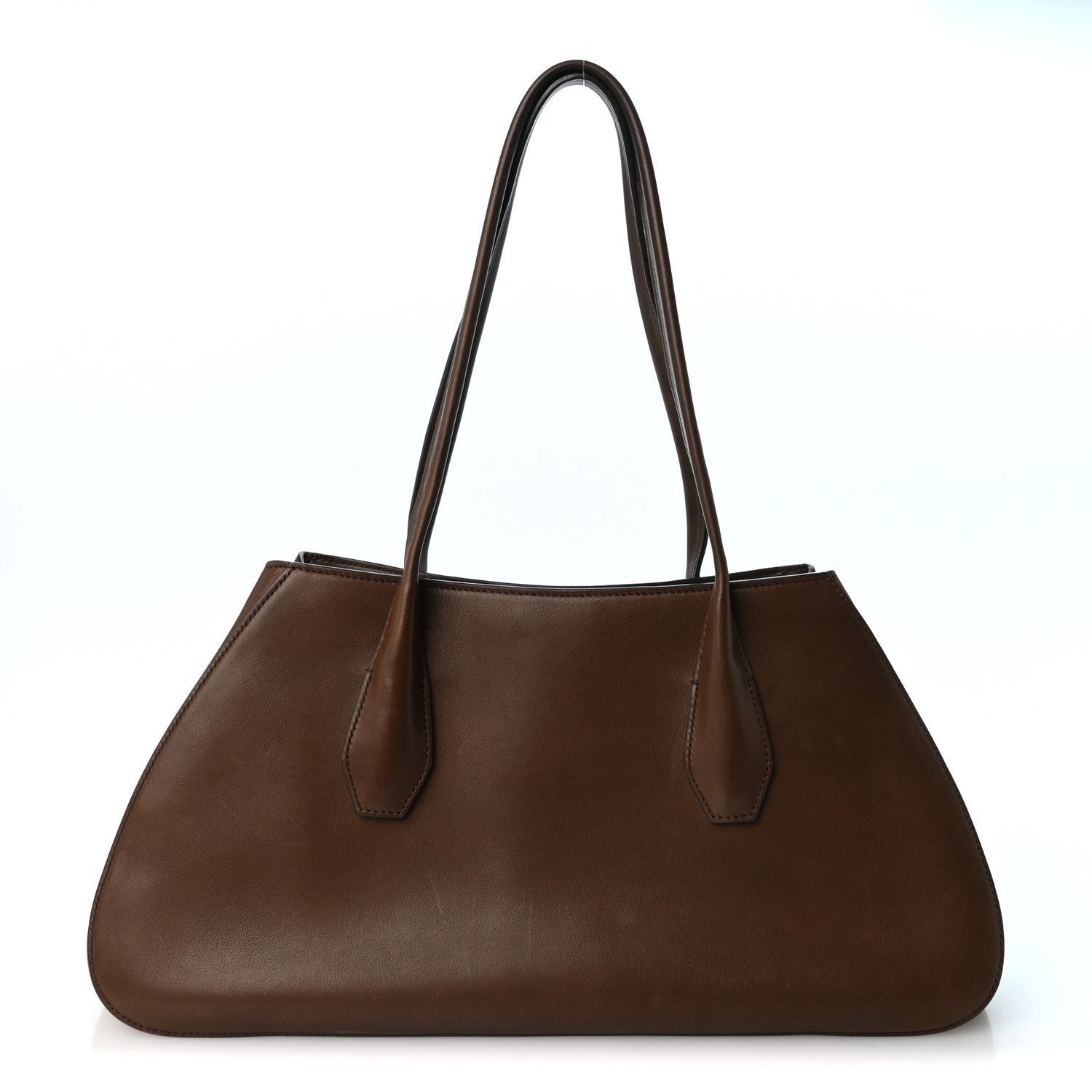 The Row Polished Saddle Calfskin Alger Shoulder Bag Deep Brown