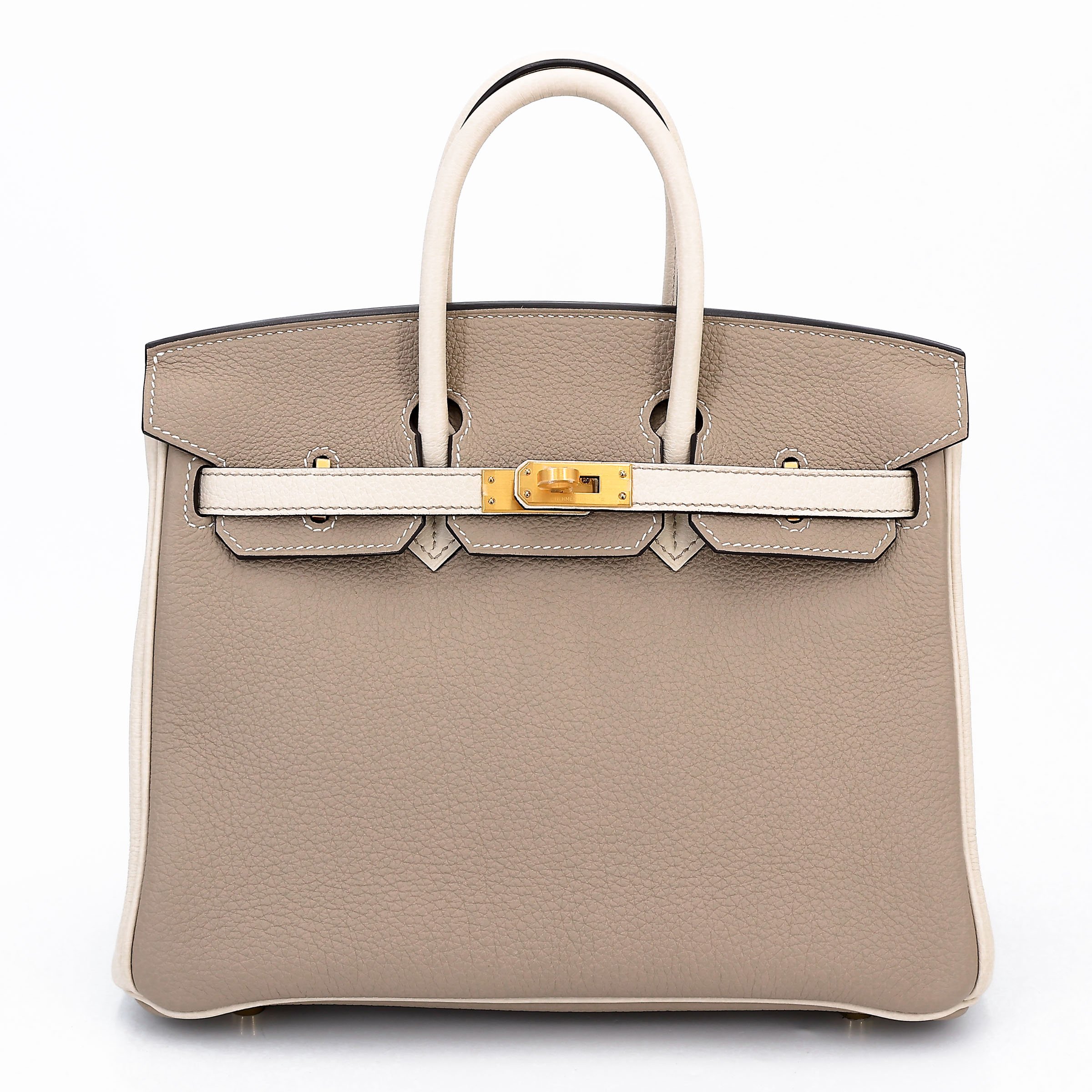 Hermes Unused ( Rank NS ) HERMÈS Special Order Birkin 25 HSS Trench (S2) Craie (10) Togo Brushed Gold hardware B (2023)