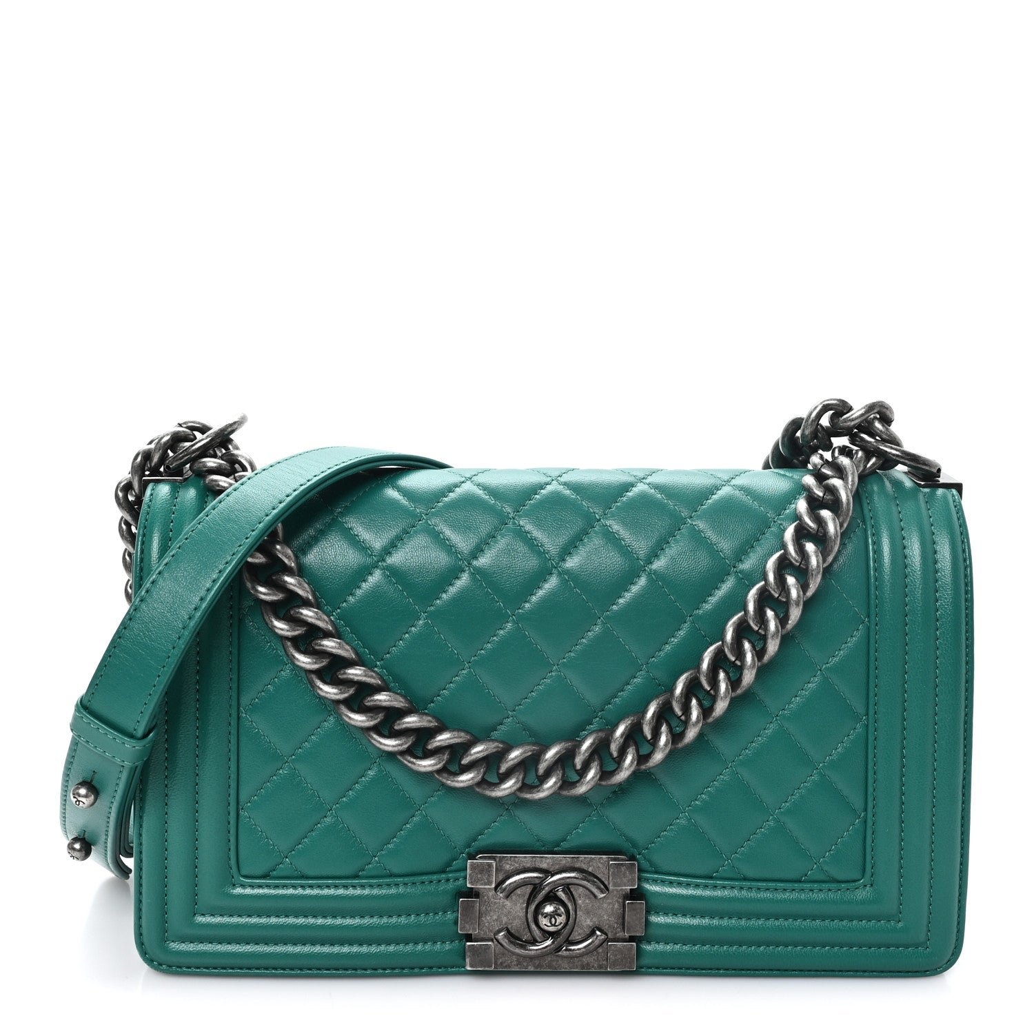 Chanel Lambskin Quilted Medium Boy Flap Green