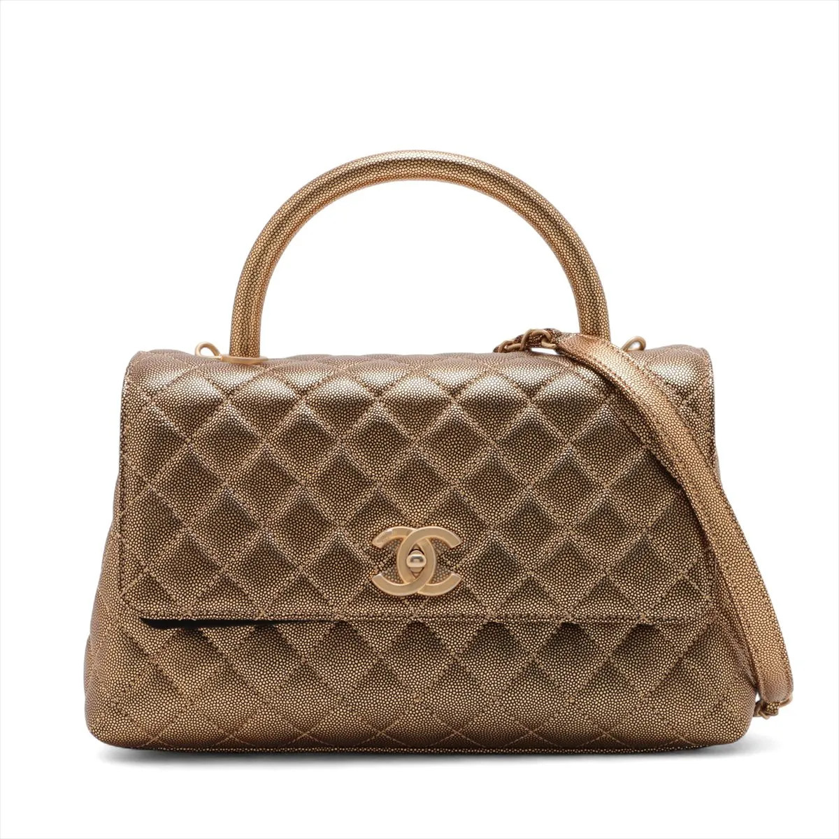 Chanel Coco handle 29 S Caviar Skin 2 Way Handbag Gold Gold Metal Fittings 28th