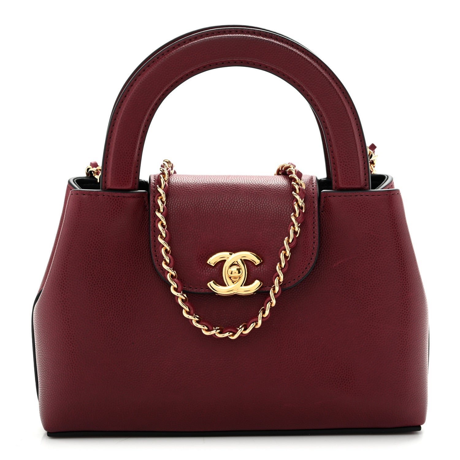 Chanel Caviar Nano Kelly Shopper Burgundy