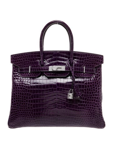 Hermes Shiny Porosus Crocodile 18K Diamond Birkin 35