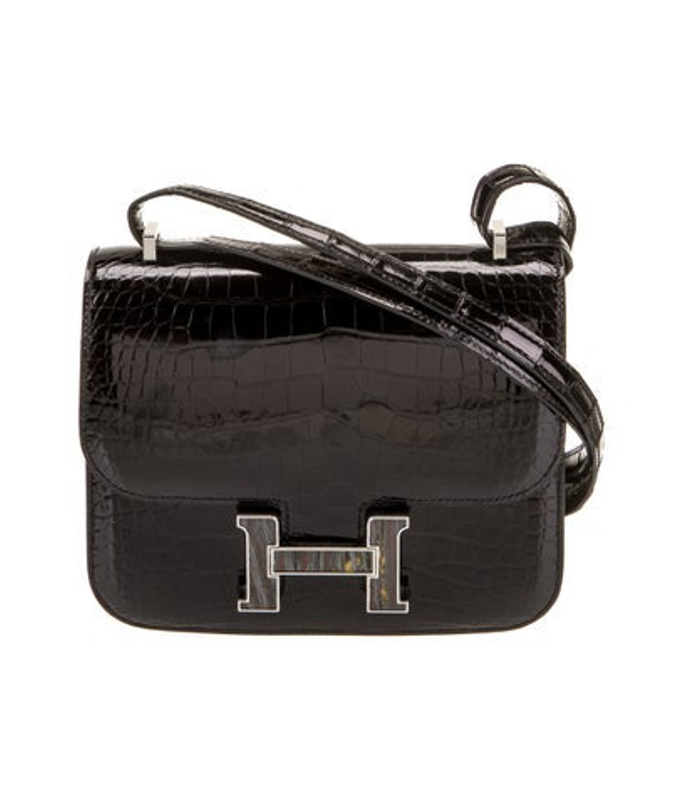 Hermes Shiny Alligator Tiger S Eye Mini Constance 18