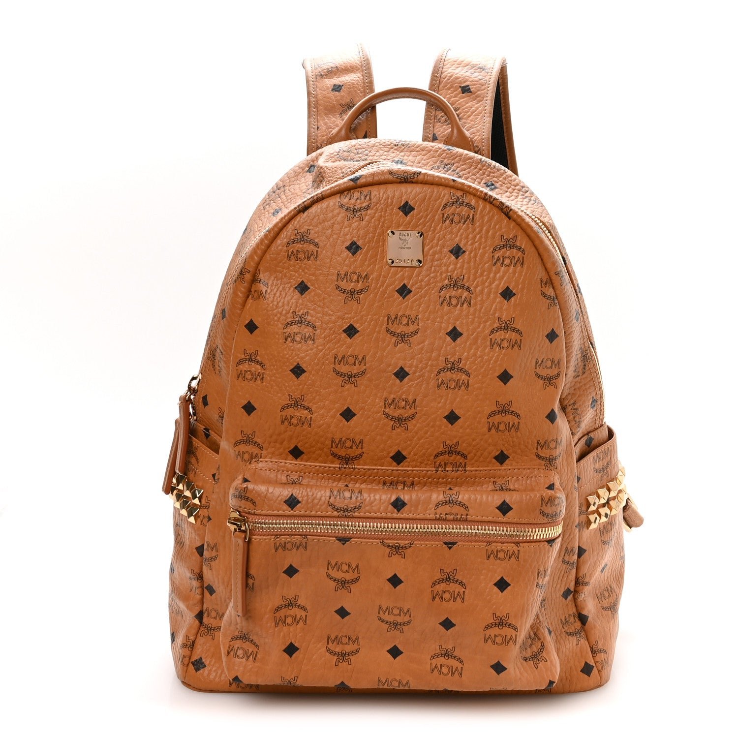 MCM Visetos Large Stark Backpack Cognac