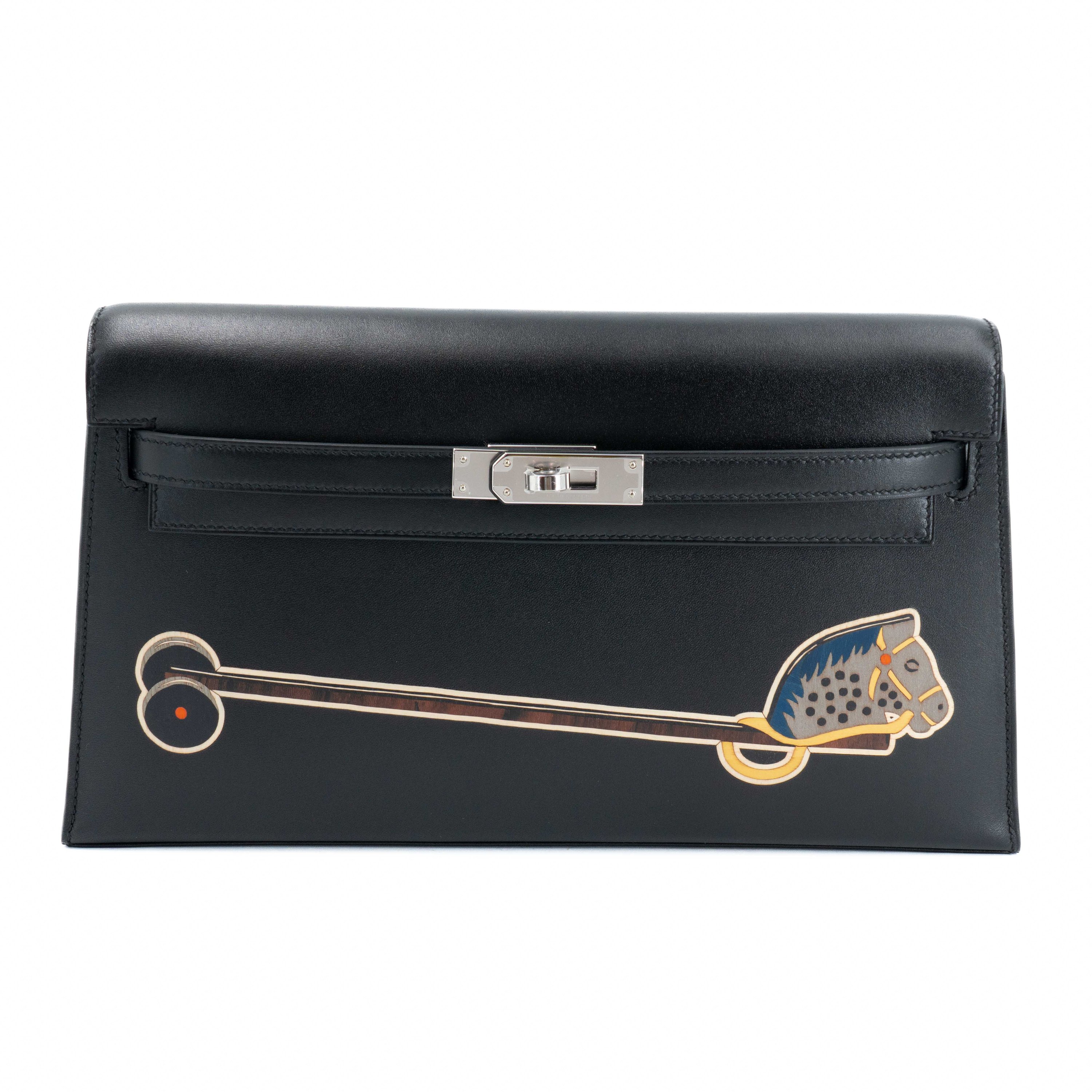 Brand New ( Rank N ) HERMÈS Limited Edition Kelly Elan Cheval de bois Noir (89) Box-calf Palladium hardware K (2025)