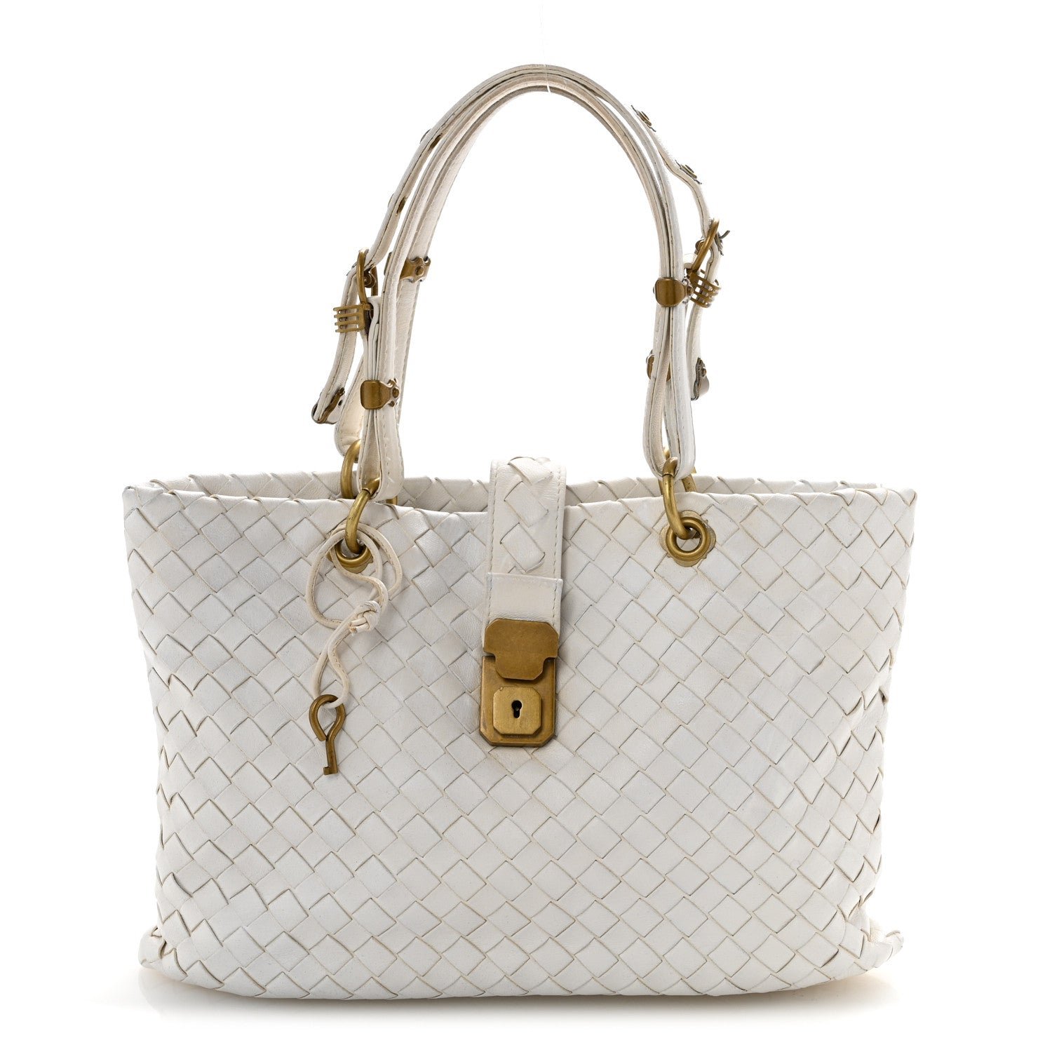 Bottega Veneta Nappa Intrecciato Small Capri Tote White