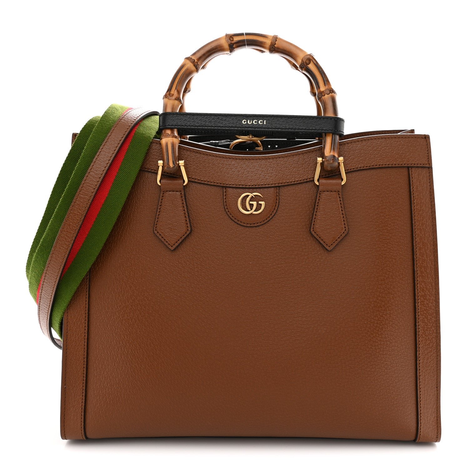 Gucci Textured Dollar Calfskin Medium Diana Tote Bag Cuir Black