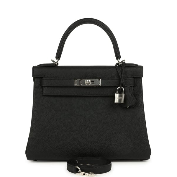 Hermes Hermes Kelly Retourne 28 Black Togo Palladium Hardware