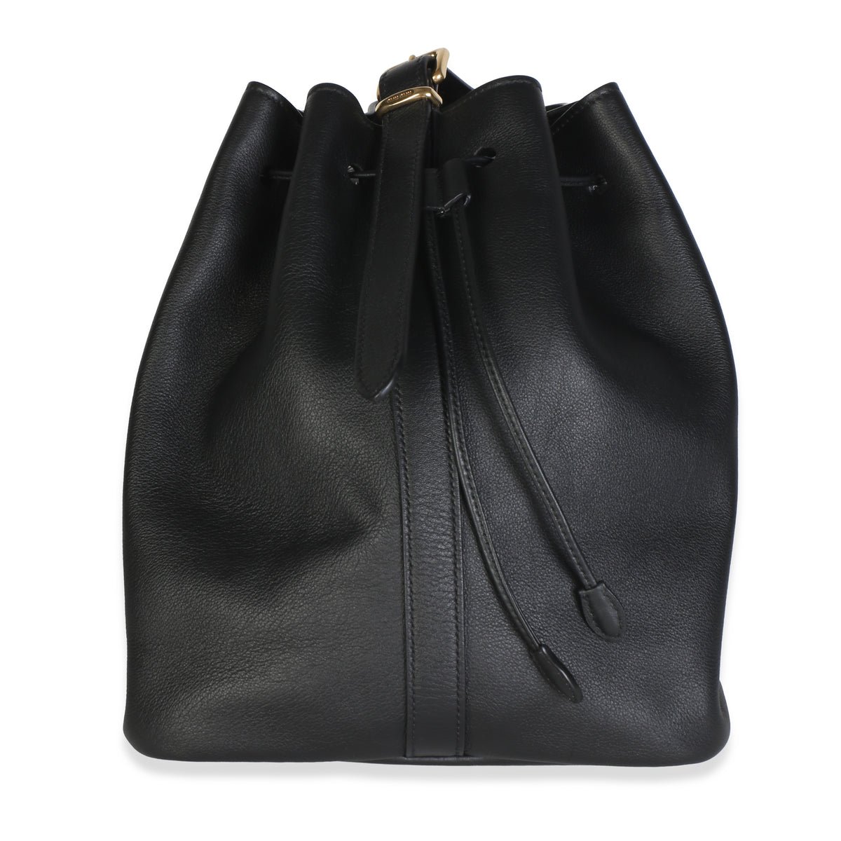 Black Nappa Logo Embossed Bucket Bag