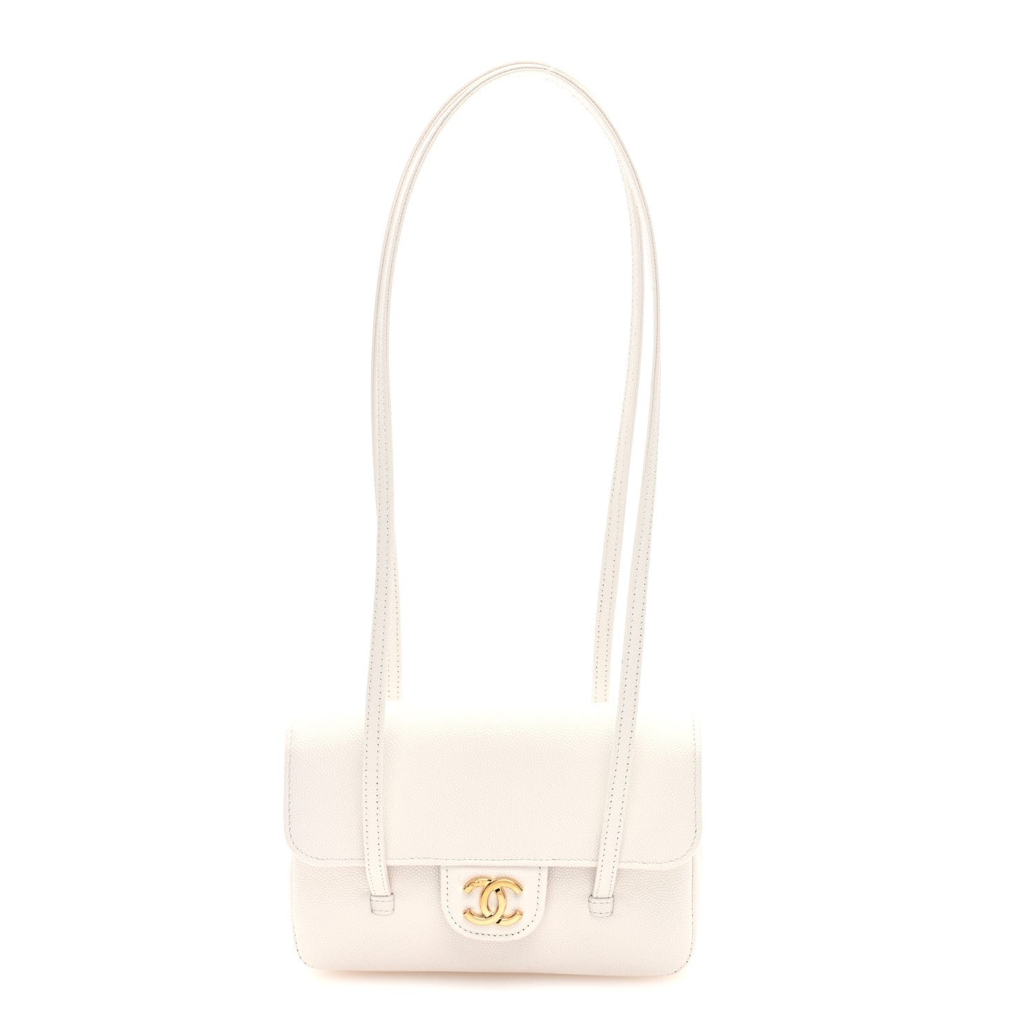 Chanel Shiny Caviar Mini Preppy Coco Shoulder Bag White