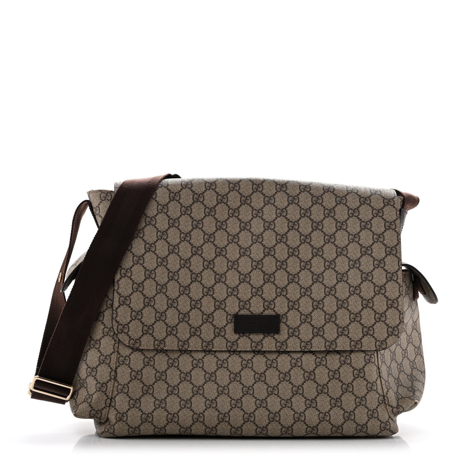 Gucci GG Plus Monogram Messenger Diaper Bag Dark Brown