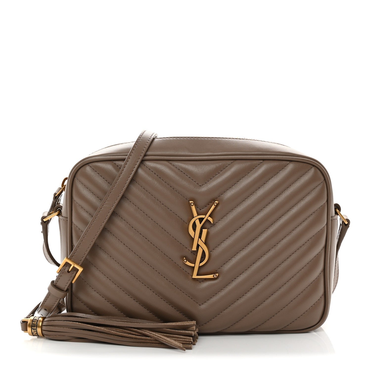 Saint Laurent Calfskin Matelasse Monogram Lou Camera Bag Taupe