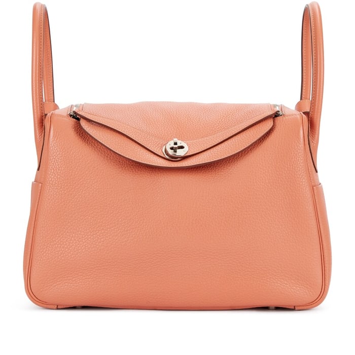 Hermes Rose Tea Clemence Lindy 34 Palladium Hardware, 2013