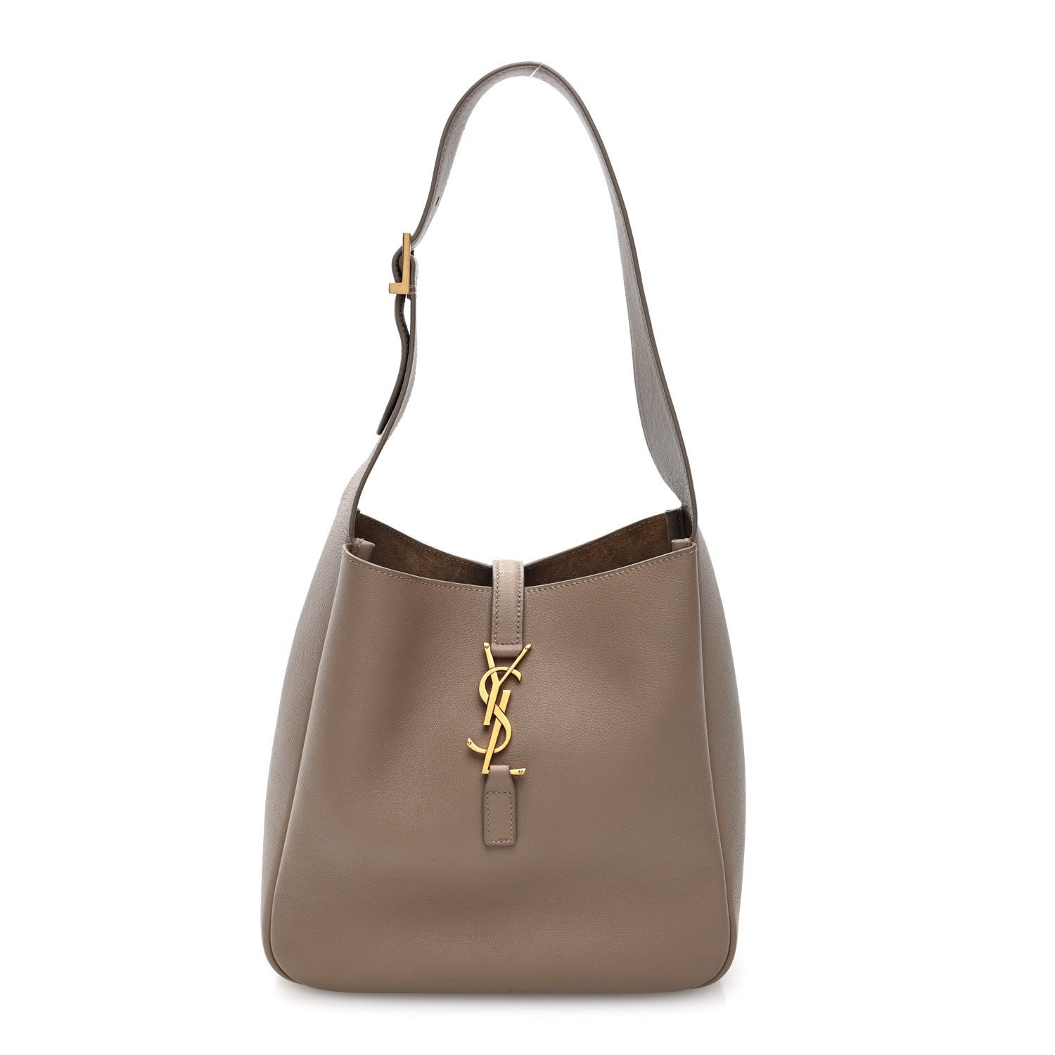 Saint Laurent Smooth Calfskin Small Le 5 A 7 Soft Hobo Dusty Grey