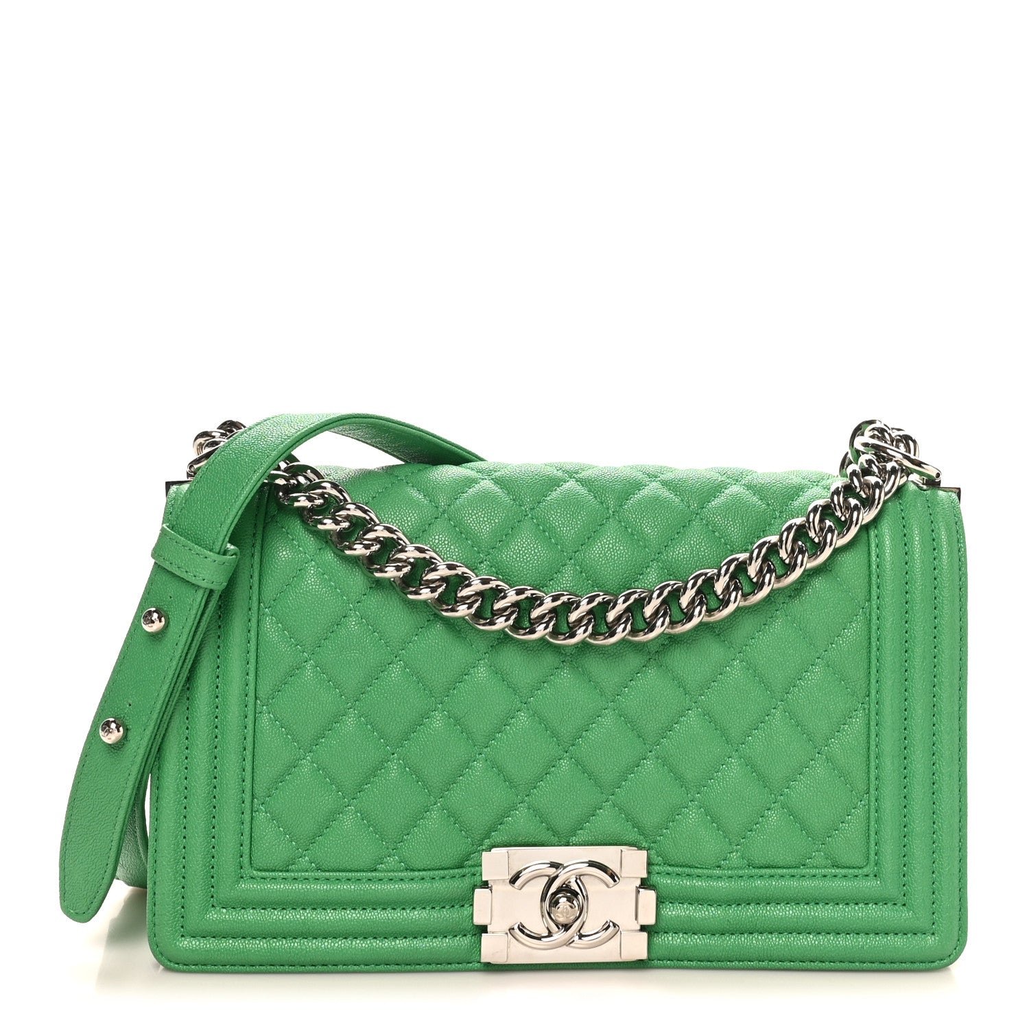 Chanel Caviar Quilted Medium Boy Flap Green