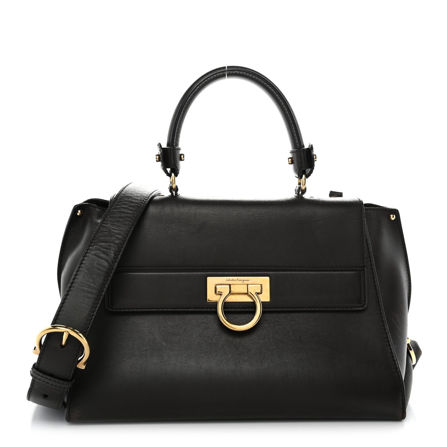 Salvatore Ferragamo Calfskin Medium Sofia Shoulder Bag Brown