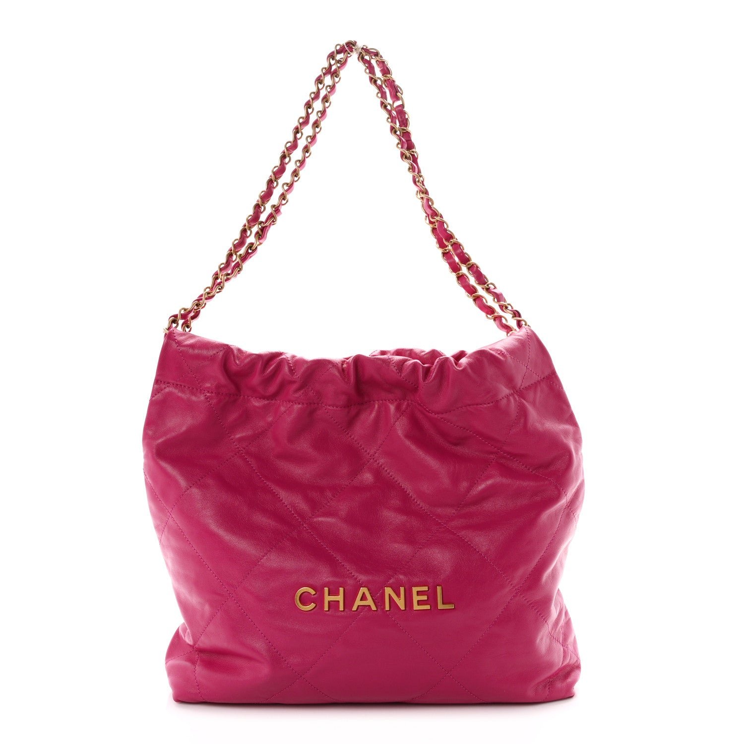 Chanel Shiny Calfskin Quilted Small Chanel 22 Fuchsia