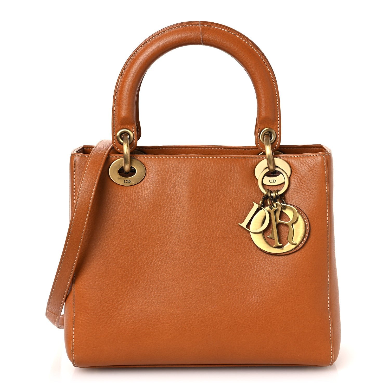 Christian Dior Grained Calfskin Medium Lady Dior Brown
