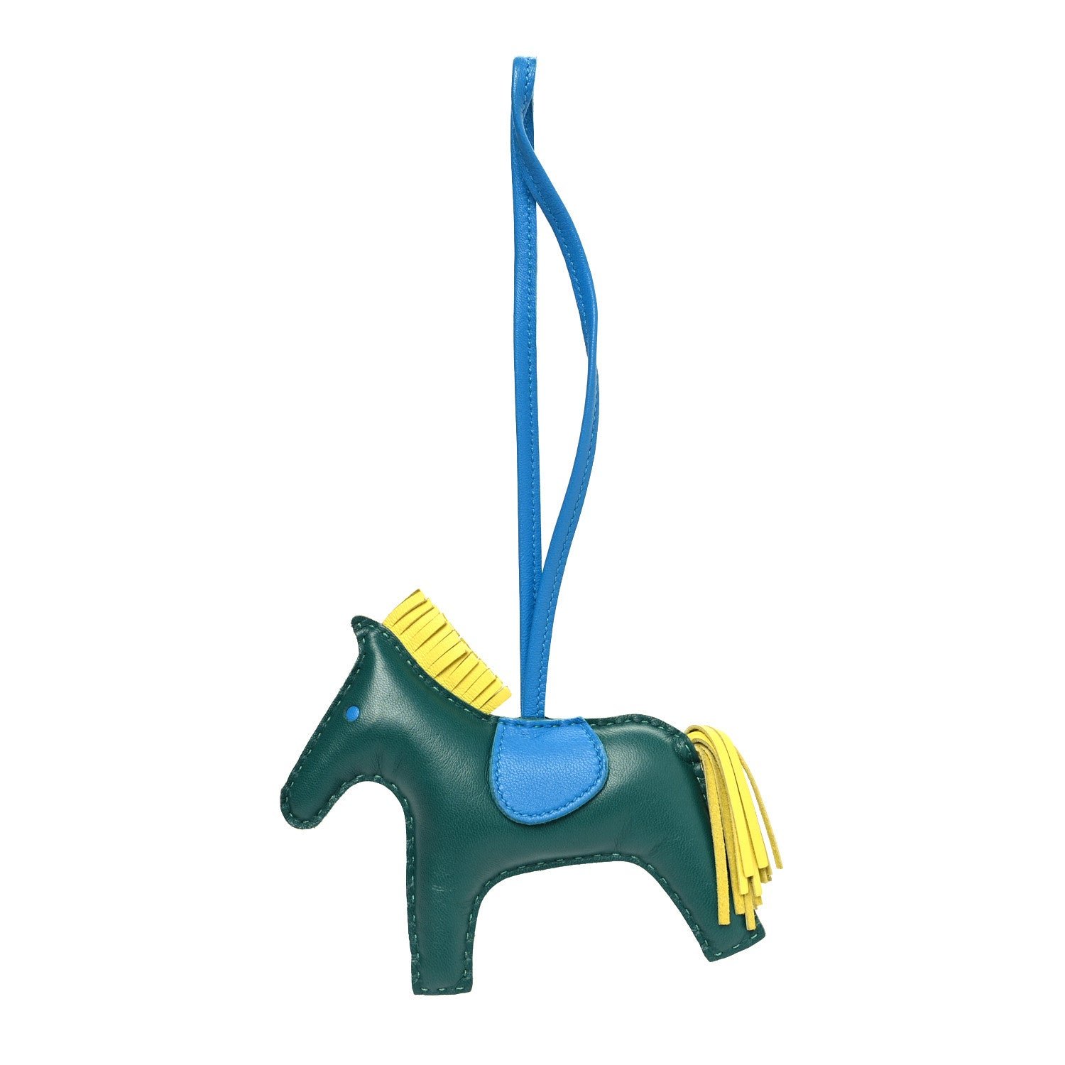 Hermes Milo Lambskin Grigri Rodeo Horse Bag Charm MM Malachite