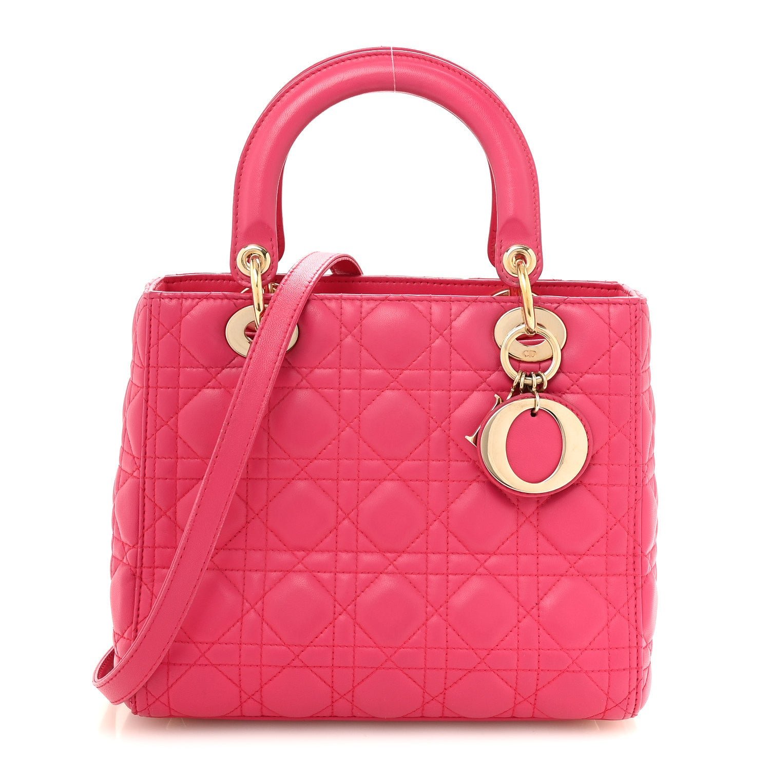Christian Dior Lambskin Cannage Medium Lady Dior Pink