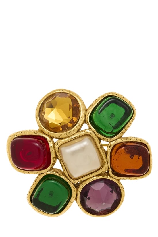 Multicolor Gold Gripoix Brooch