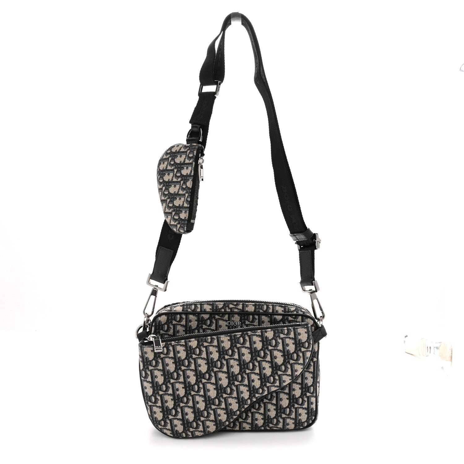 Christian Dior Oblique Saddle Triple Pouch Navy Blue