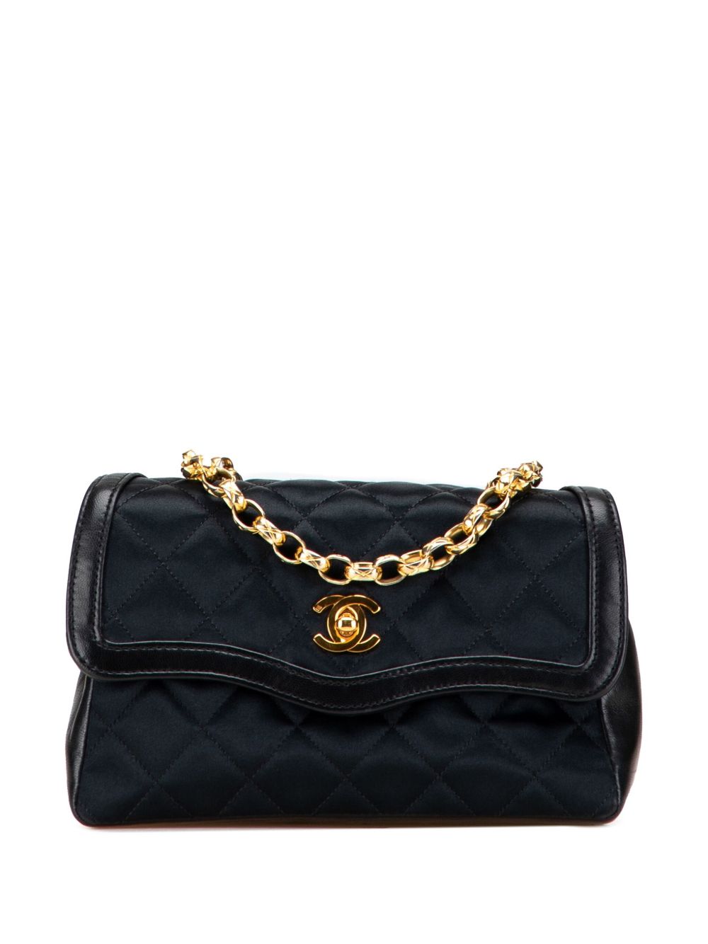 1989-1991 CC Quilted Satin Bijoux Chain Single Flap crossbody bag