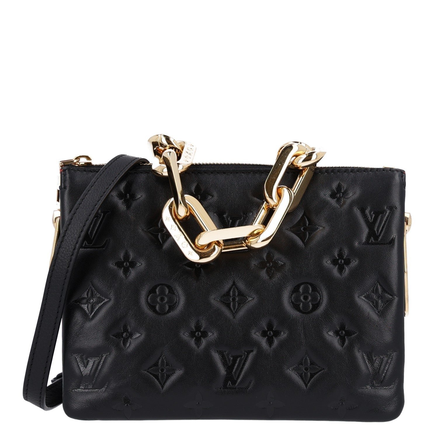 Louis Vuitton Lambskin Embossed Monogram Coussin BB Black