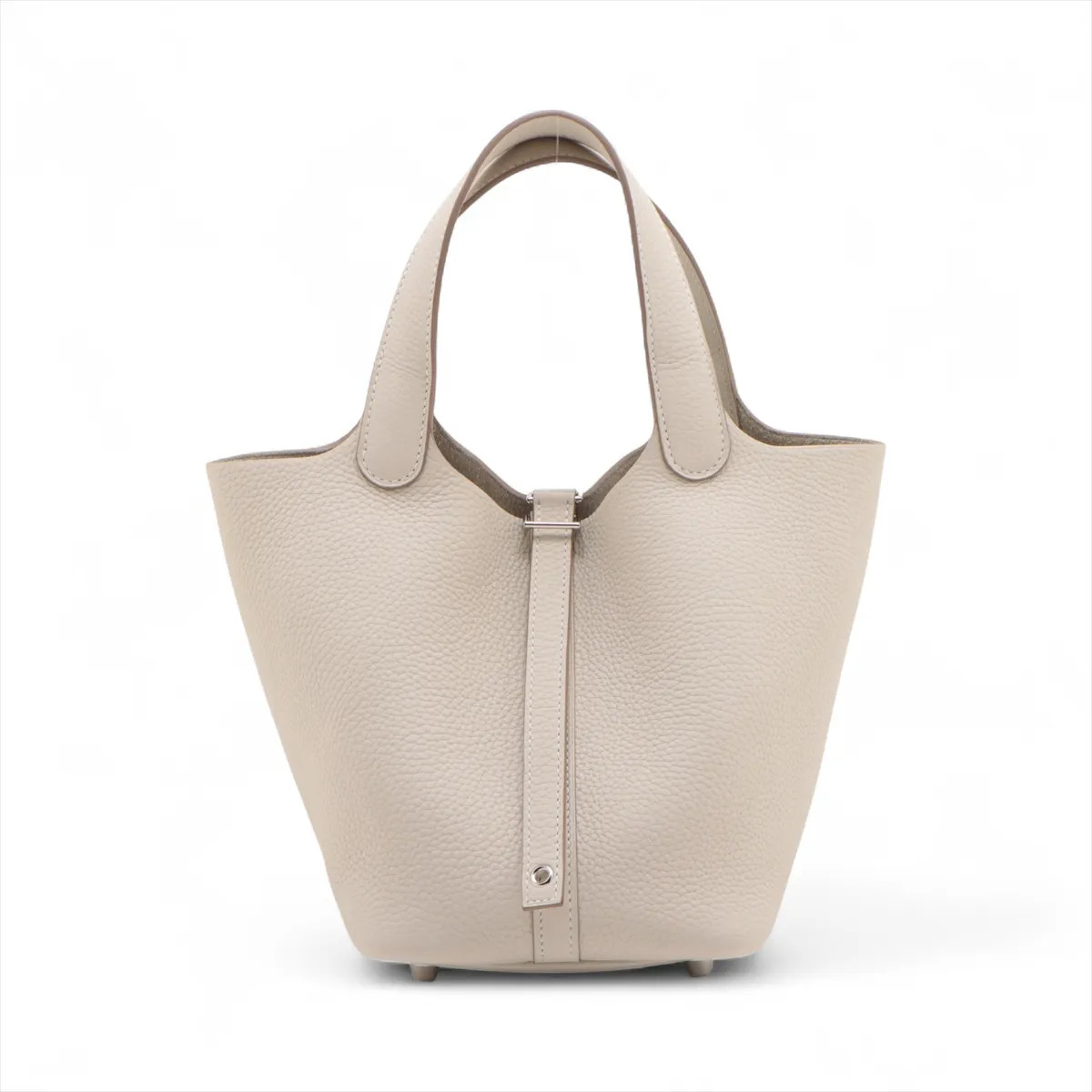 Hermès Picotin Lock 18 PM Taurillon Clemence Craie Silver Metal Fittings