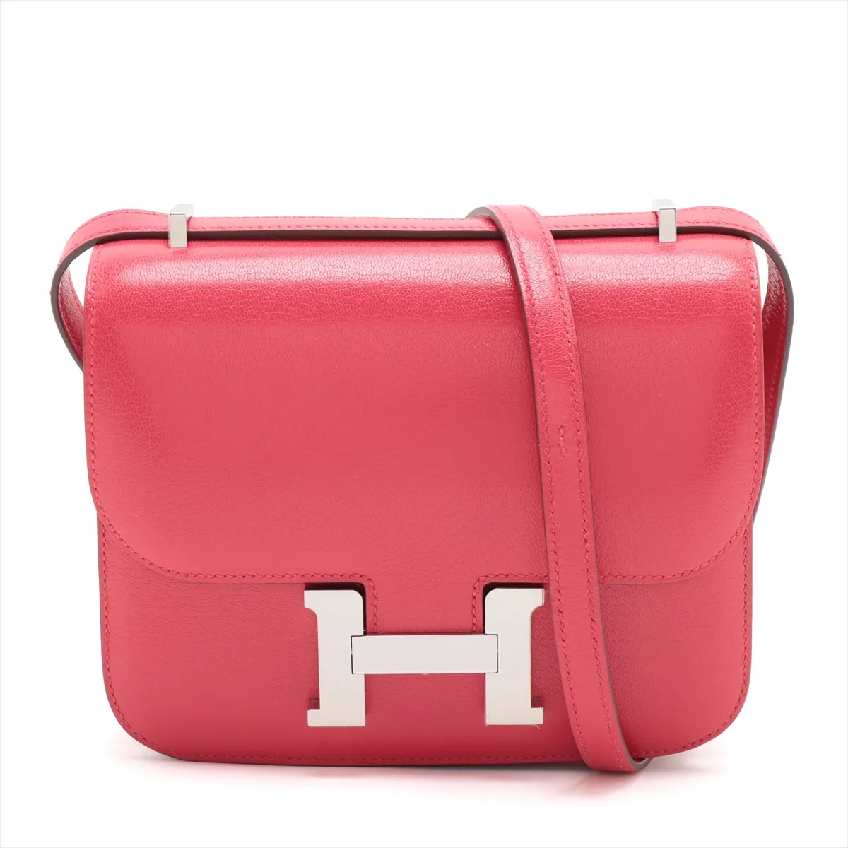 Hermès Constance 3 Mini 18 Miroir Chèvre Shamukira Framboise Silver Metal Fittin