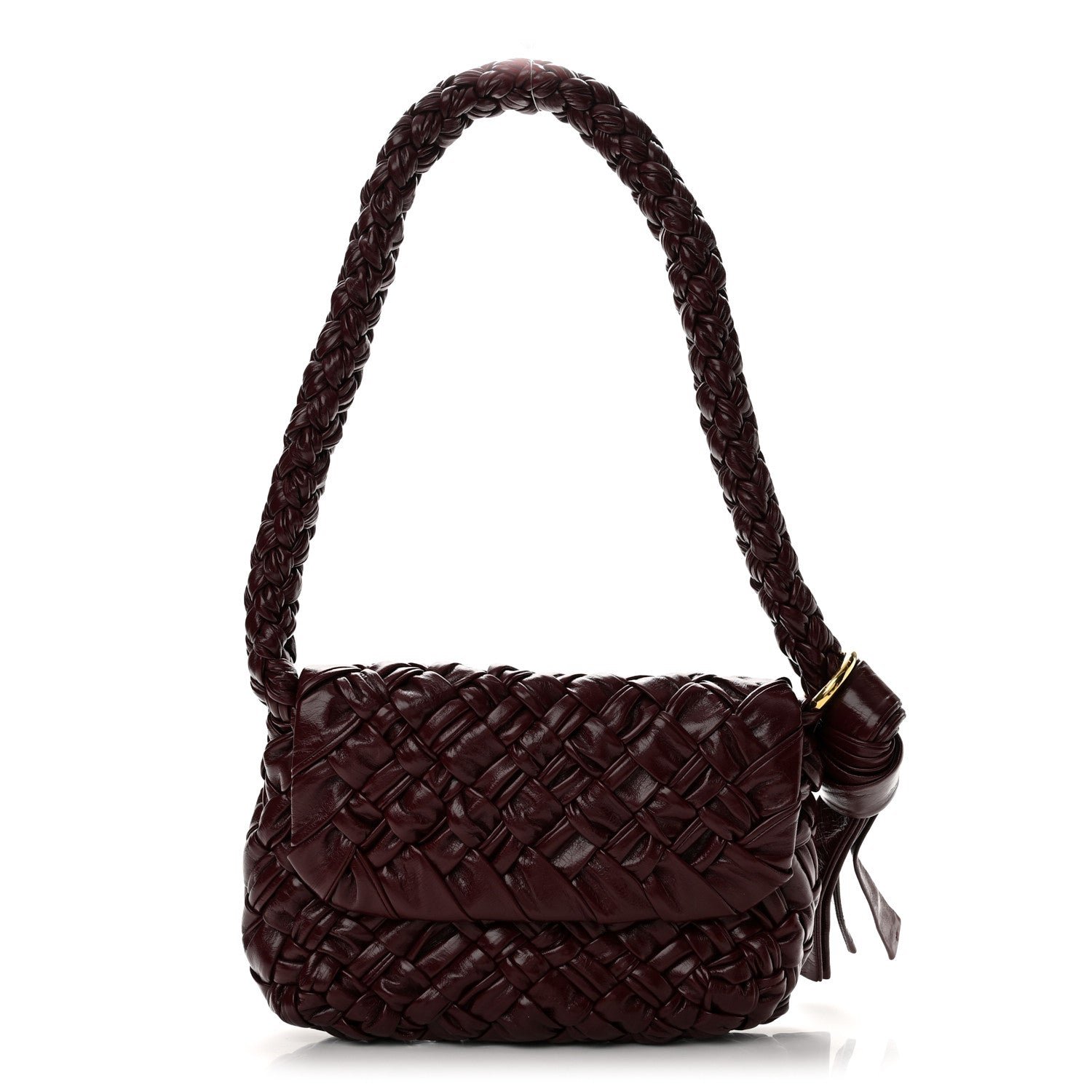 Bottega Veneta Calfskin Foulard Intreccio Kalimero Citta Shoulder Bag Barolo