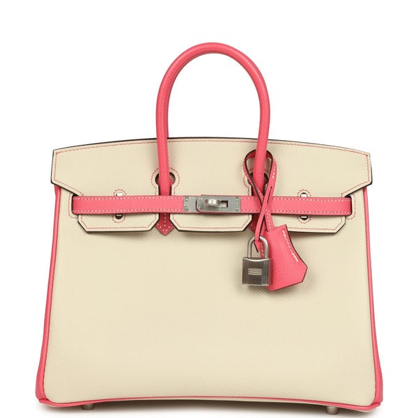 Hermes Hermes Special Order (HSS) Birkin 25 Craie and Rose Azalee Epsom Brushed Palladium Hardware