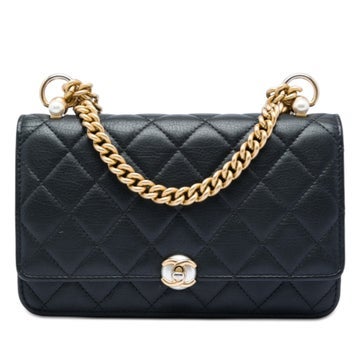 CC Quilted Lambskin Pearl Wallet on Chain