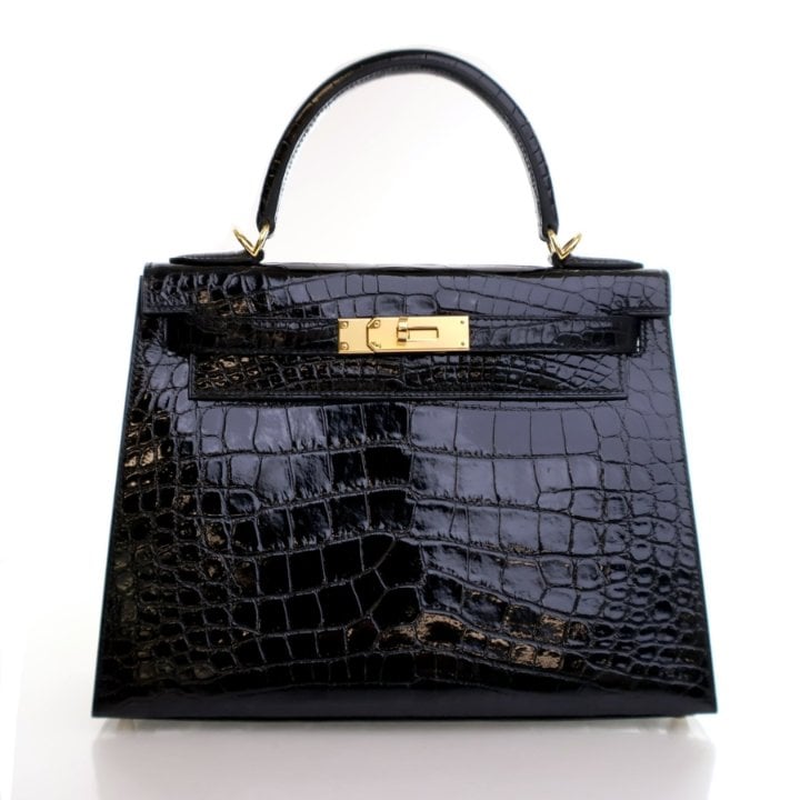 Hermes Noir Alligator Sellier Kelly 28