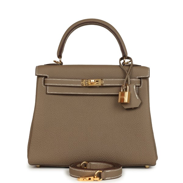 Hermes Kelly Retourne 25 Etoupe Togo Gold Hardware