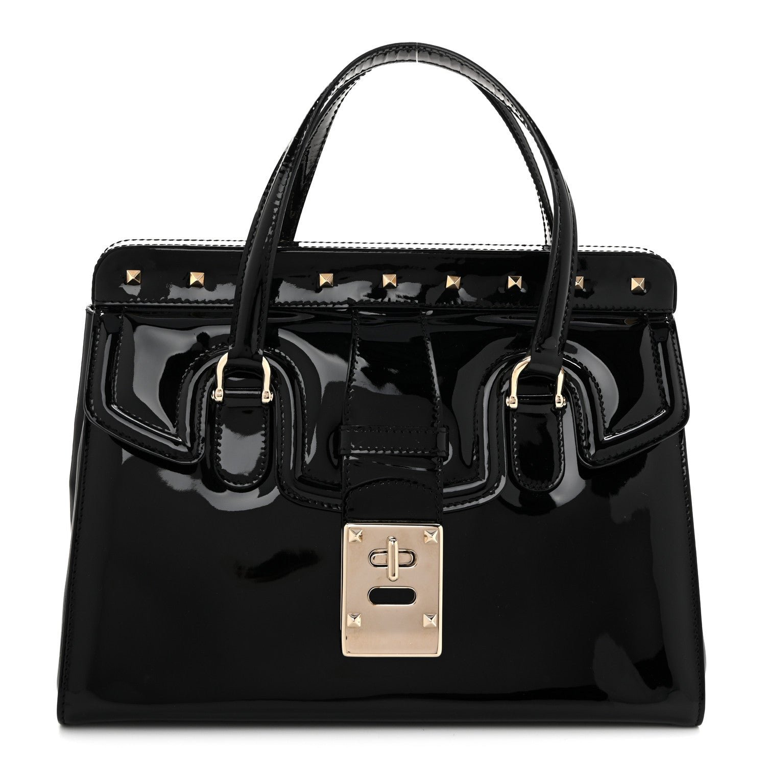 Valentino Garavani Valentino Garavani Patent Rockstud Tote Black
