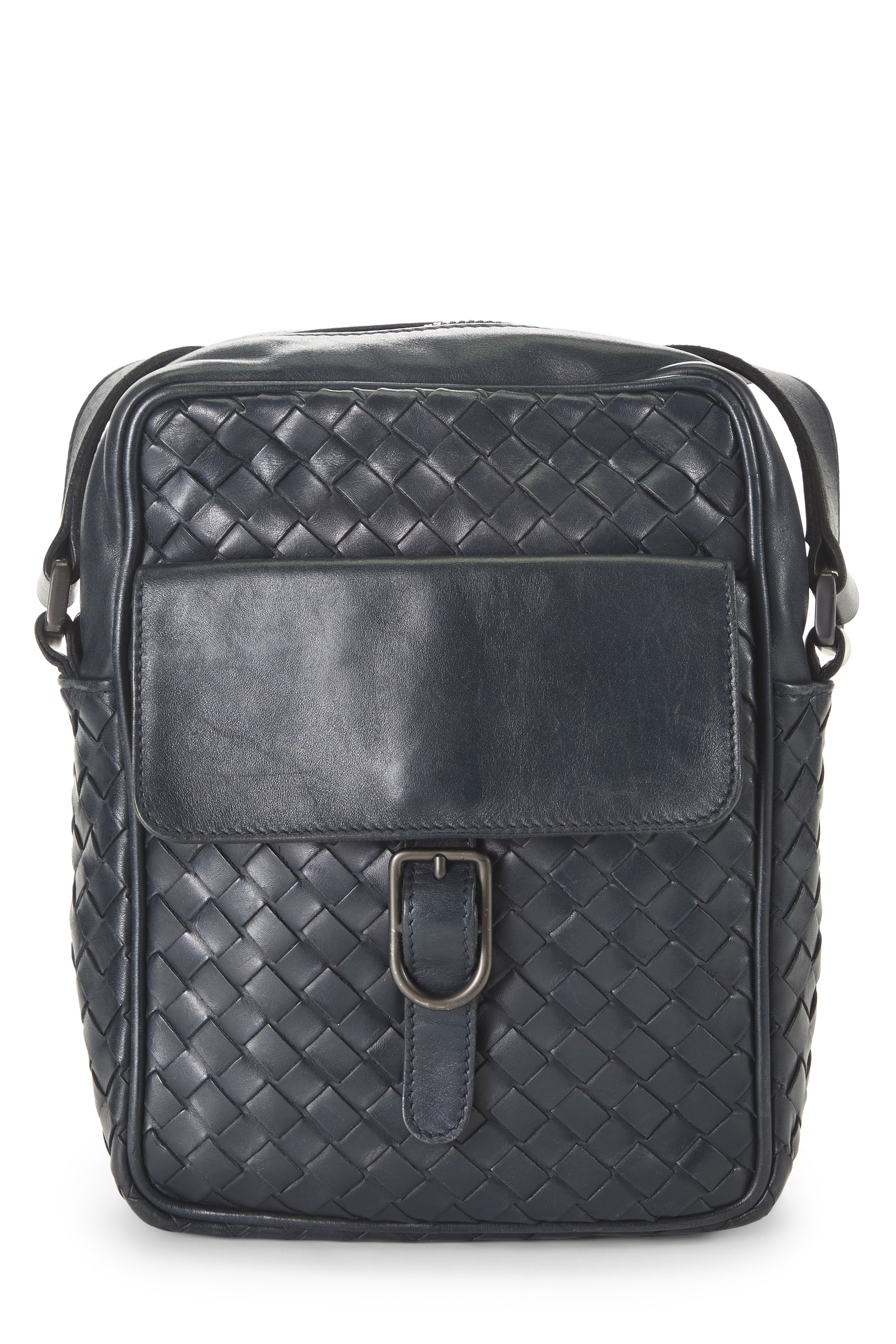 Black Intrecciato Leather Crossbody Small