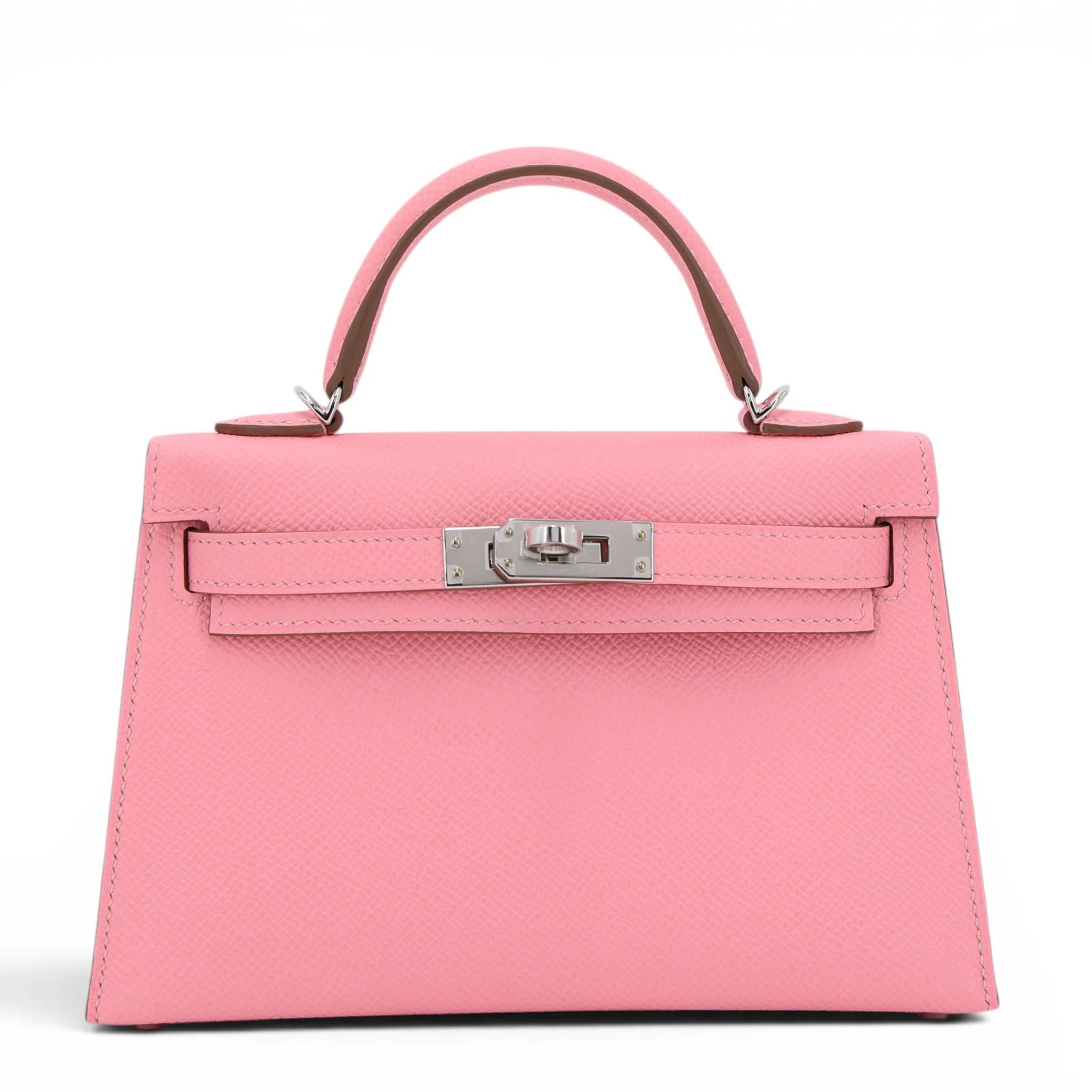 Brand New ( Rank N ) HERMÈS Mini Kelly II Rose Confetti (1Q) Epsom Palladium hardware G (2026)
